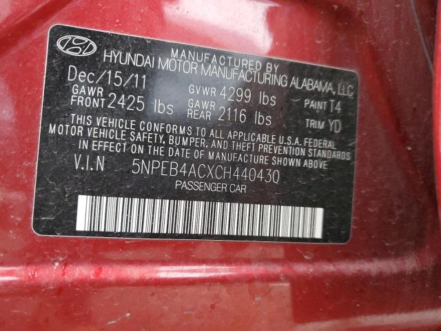 Photo 11 VIN: 5NPEB4ACXCH440430 - HYUNDAI SONATA 