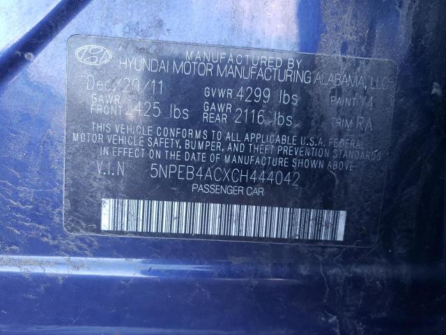 Photo 11 VIN: 5NPEB4ACXCH444042 - HYUNDAI SONATA 