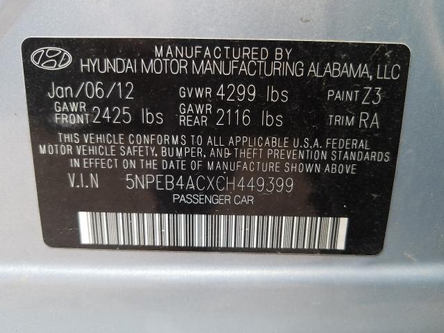 Photo 9 VIN: 5NPEB4ACXCH449399 - HYUNDAI SONATA GLS 