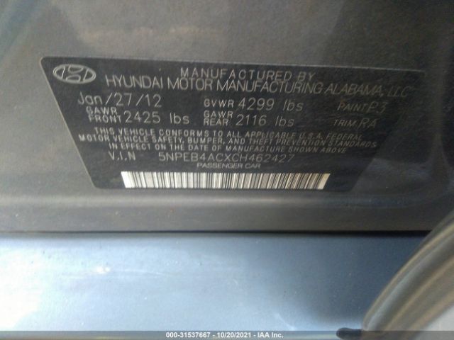 Photo 8 VIN: 5NPEB4ACXCH462427 - HYUNDAI SONATA 