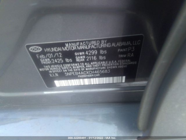 Photo 8 VIN: 5NPEB4ACXCH465683 - HYUNDAI SONATA 