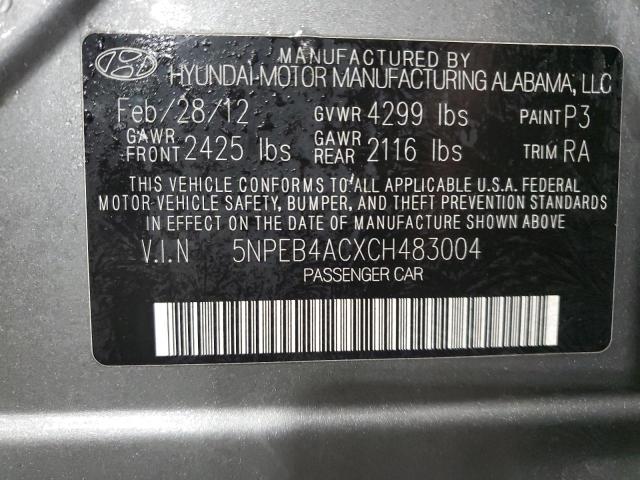 Photo 11 VIN: 5NPEB4ACXCH483004 - HYUNDAI SONATA GLS 