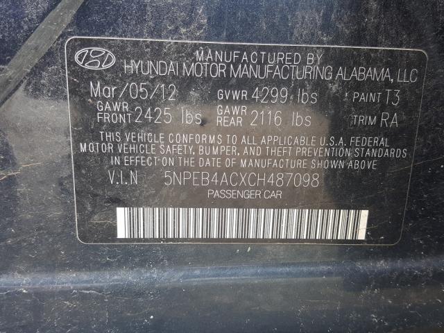 Photo 9 VIN: 5NPEB4ACXCH487098 - HYUNDAI SONATA GLS 