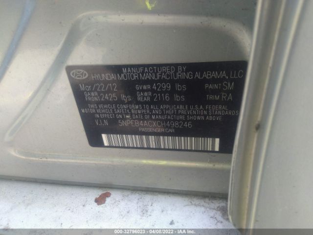 Photo 8 VIN: 5NPEB4ACXCH498246 - HYUNDAI SONATA 