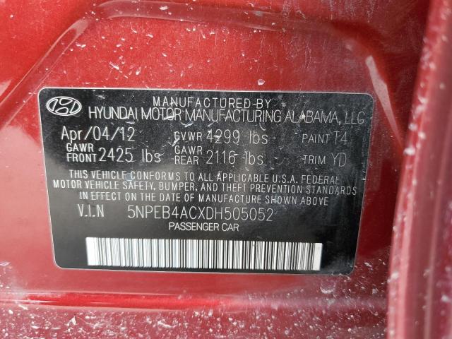 Photo 9 VIN: 5NPEB4ACXDH505052 - HYUNDAI SONATA GLS 