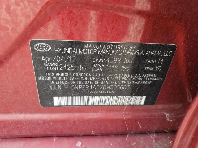 Photo 11 VIN: 5NPEB4ACXDH505603 - HYUNDAI SONATA 