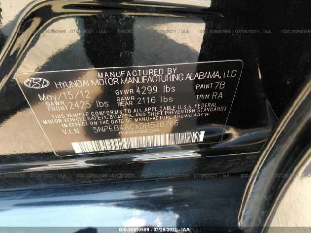 Photo 8 VIN: 5NPEB4ACXDH528766 - HYUNDAI SONATA 