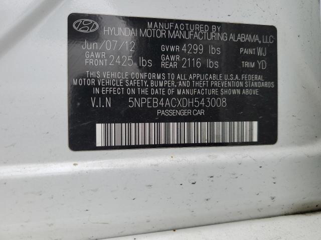 Photo 11 VIN: 5NPEB4ACXDH543008 - HYUNDAI SONATA 