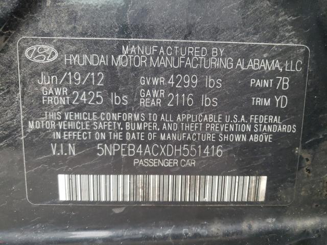 Photo 9 VIN: 5NPEB4ACXDH551416 - HYUNDAI SONATA SE 