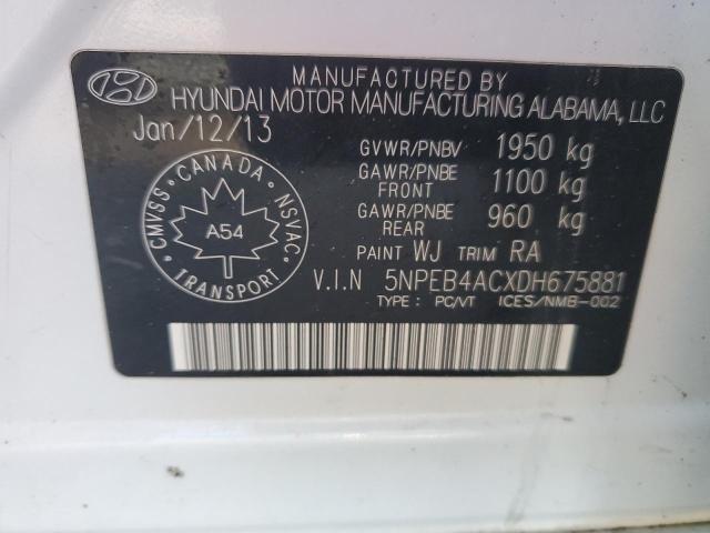 Photo 12 VIN: 5NPEB4ACXDH675881 - HYUNDAI SONATA 