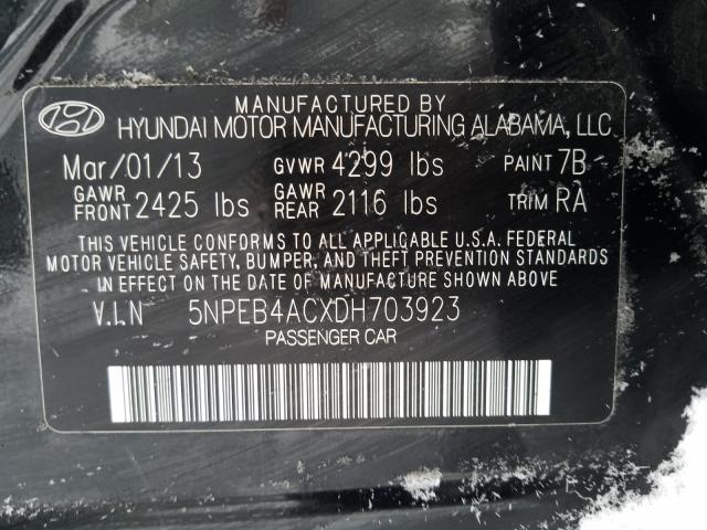 Photo 9 VIN: 5NPEB4ACXDH703923 - HYUNDAI SONATA GLS 