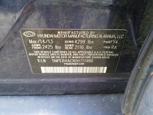 Photo 9 VIN: 5NPEB4ACXDH711990 - HYUNDAI SONATA GLS 