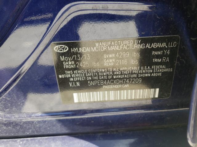 Photo 9 VIN: 5NPEB4ACXDH747209 - HYUNDAI SONATA GLS 