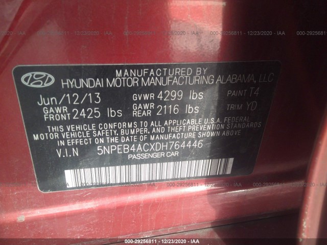 Photo 8 VIN: 5NPEB4ACXDH764446 - HYUNDAI SONATA 