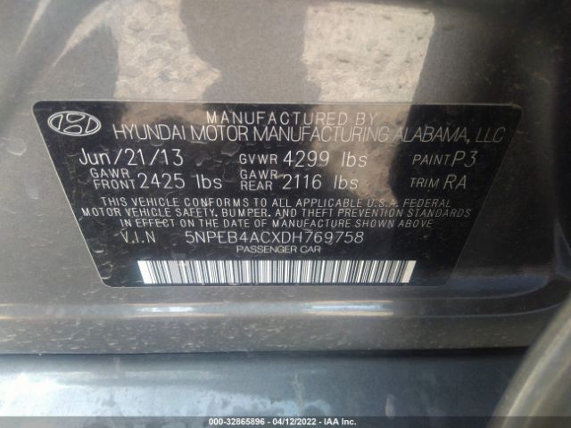 Photo 8 VIN: 5NPEB4ACXDH769758 - HYUNDAI SONATA 