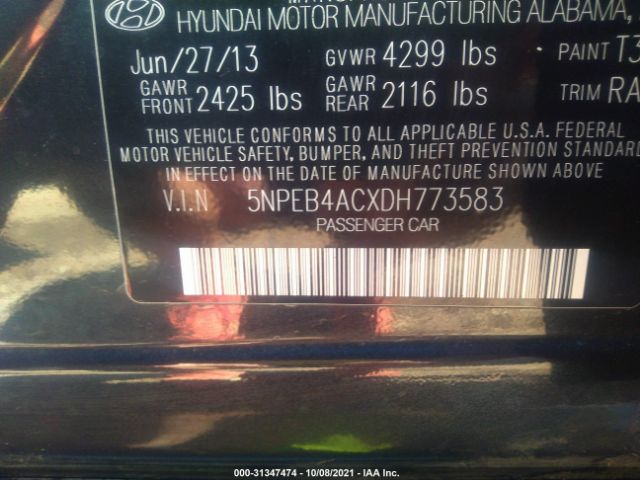 Photo 8 VIN: 5NPEB4ACXDH773583 - HYUNDAI SONATA 