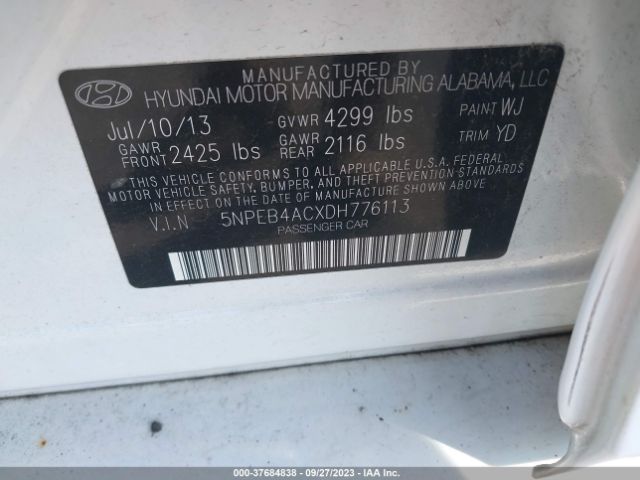 Photo 8 VIN: 5NPEB4ACXDH776113 - HYUNDAI SONATA 