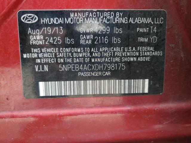 Photo 12 VIN: 5NPEB4ACXDH798175 - HYUNDAI SONATA 