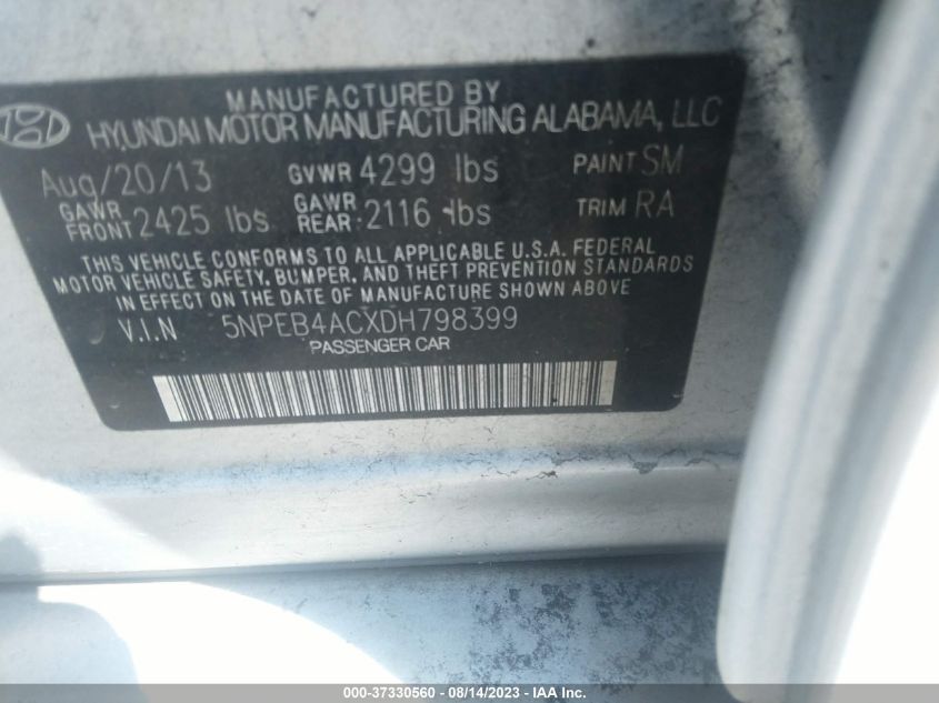 Photo 8 VIN: 5NPEB4ACXDH798399 - HYUNDAI SONATA 