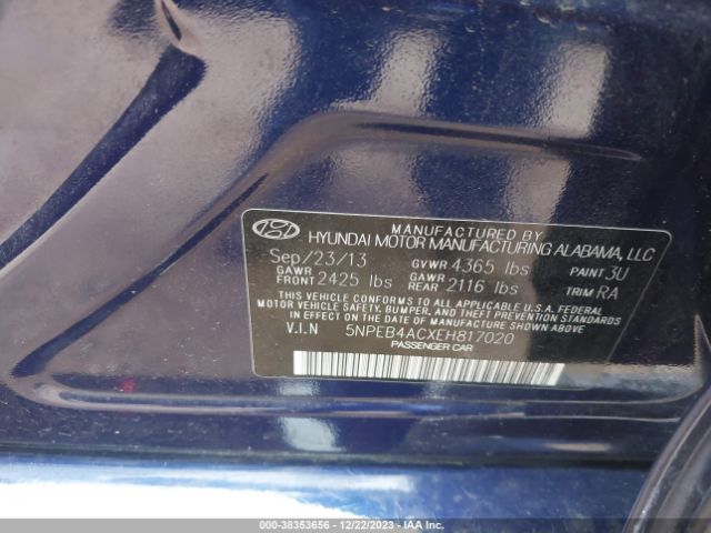 Photo 8 VIN: 5NPEB4ACXEH817020 - HYUNDAI SONATA 