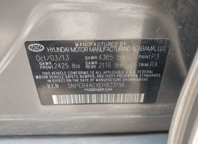 Photo 8 VIN: 5NPEB4ACXEH823156 - HYUNDAI SONATA 