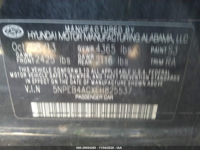 Photo 8 VIN: 5NPEB4ACXEH825537 - HYUNDAI SONATA 