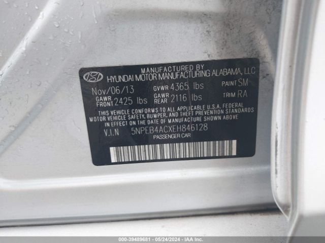 Photo 8 VIN: 5NPEB4ACXEH846128 - HYUNDAI SONATA 