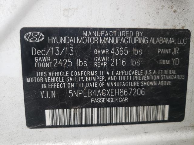 Photo 9 VIN: 5NPEB4ACXEH867206 - HYUNDAI SONATA GLS 