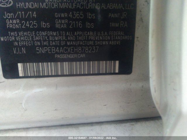 Photo 8 VIN: 5NPEB4ACXEH878237 - HYUNDAI SONATA 