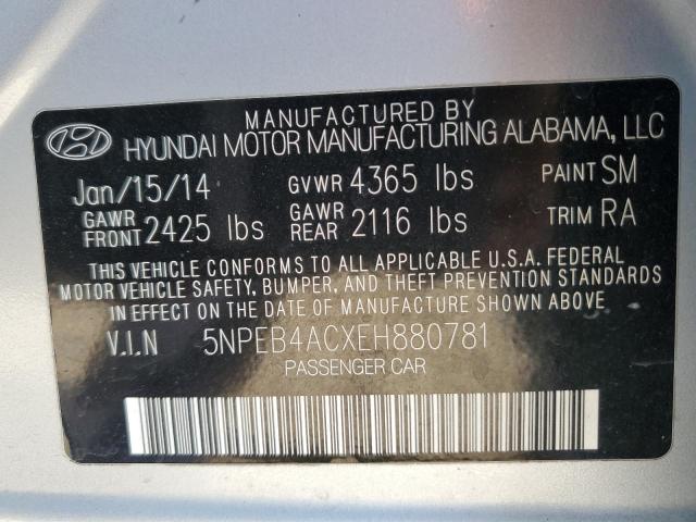 Photo 11 VIN: 5NPEB4ACXEH880781 - HYUNDAI SONATA 