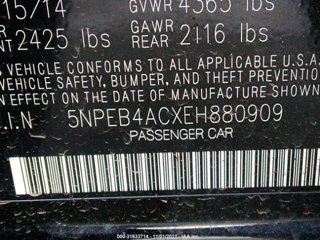 Photo 8 VIN: 5NPEB4ACXEH880909 - HYUNDAI SONATA 