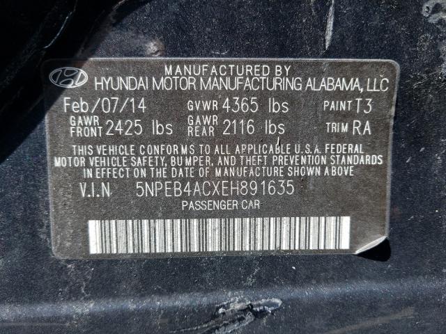 Photo 9 VIN: 5NPEB4ACXEH891635 - HYUNDAI SONATA 