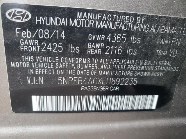 Photo 9 VIN: 5NPEB4ACXEH892235 - HYUNDAI SONATA GLS 