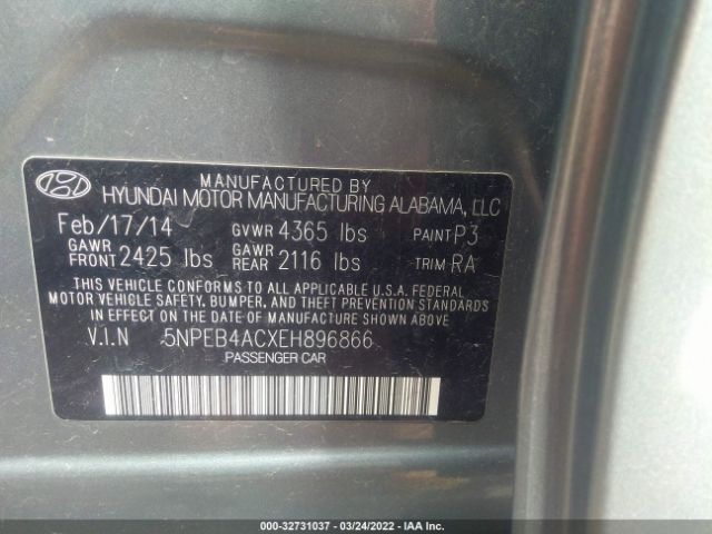 Photo 8 VIN: 5NPEB4ACXEH896866 - HYUNDAI SONATA 