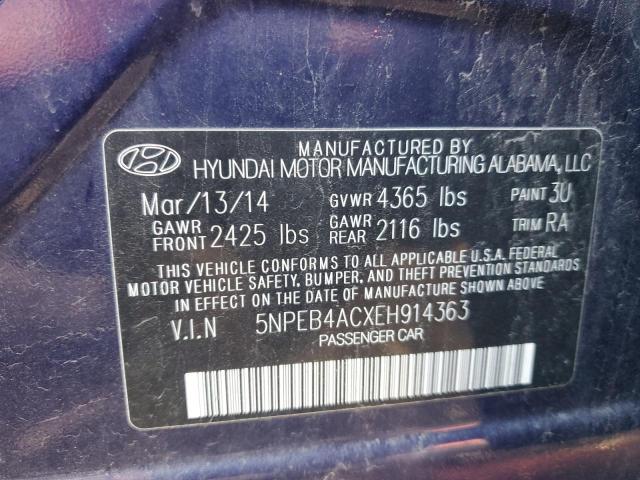 Photo 11 VIN: 5NPEB4ACXEH914363 - HYUNDAI SONATA 