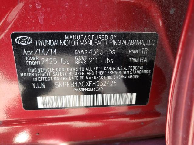 Photo 9 VIN: 5NPEB4ACXEH932426 - HYUNDAI SONATA GLS 