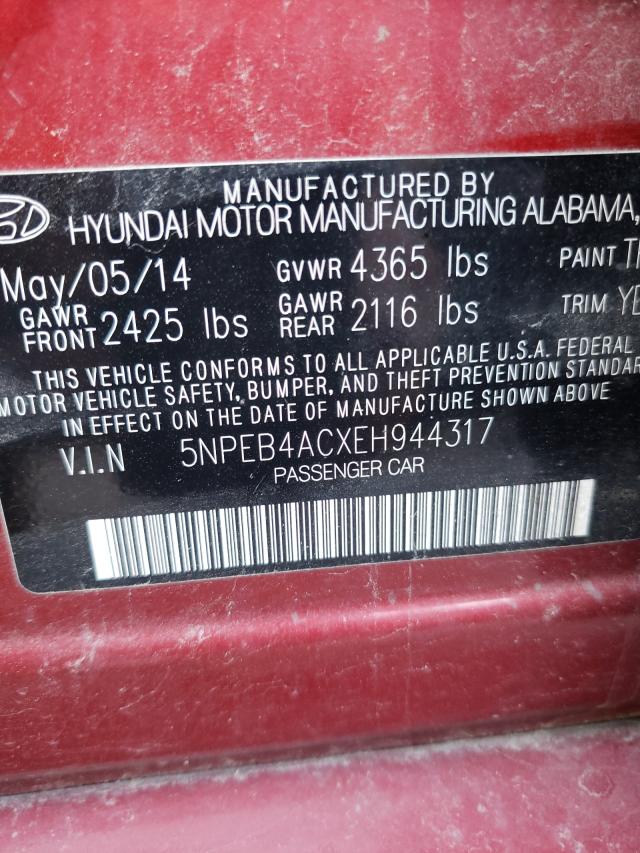 Photo 9 VIN: 5NPEB4ACXEH944317 - HYUNDAI SONATA GLS 