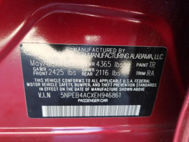 Photo 9 VIN: 5NPEB4ACXEH946861 - HYUNDAI SONATA GLS 