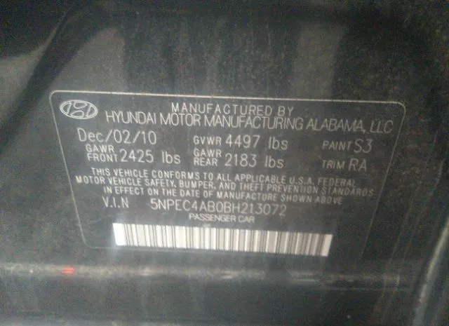 Photo 8 VIN: 5NPEC4AB0BH213072 - HYUNDAI SONATA 