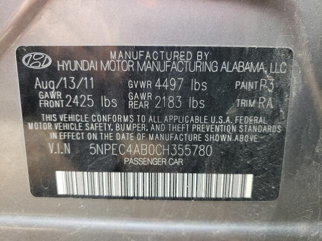 Photo 9 VIN: 5NPEC4AB0CH355780 - HYUNDAI SONATA SE 