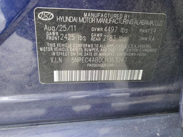 Photo 11 VIN: 5NPEC4AB0CH363247 - HYUNDAI SONATA 