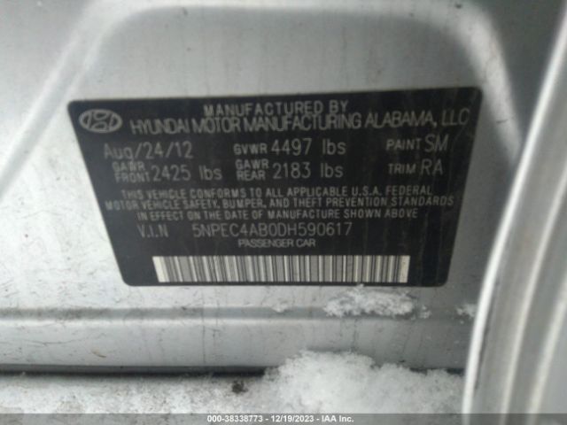 Photo 8 VIN: 5NPEC4AB0DH590617 - HYUNDAI SONATA 