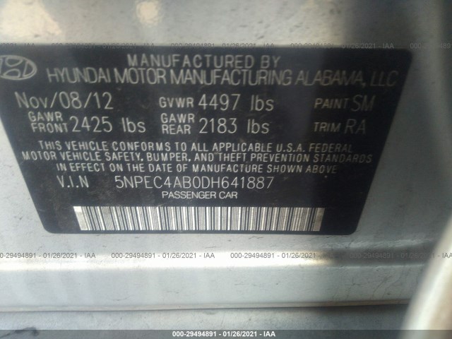 Photo 8 VIN: 5NPEC4AB0DH641887 - HYUNDAI SONATA 