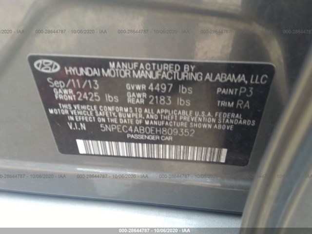 Photo 8 VIN: 5NPEC4AB0EH809352 - HYUNDAI SONATA 