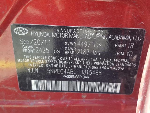 Photo 9 VIN: 5NPEC4AB0EH815488 - HYUNDAI SONATA SE 