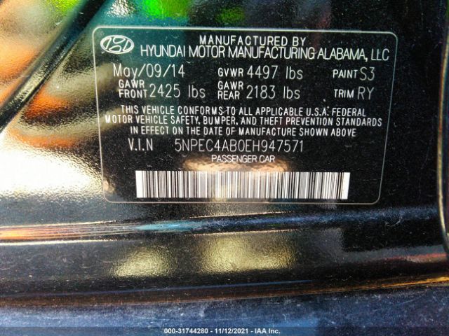 Photo 8 VIN: 5NPEC4AB0EH947571 - HYUNDAI SONATA 