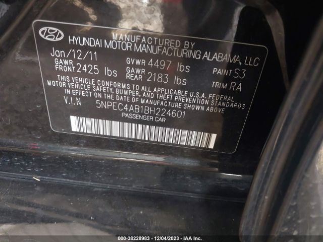 Photo 8 VIN: 5NPEC4AB1BH224601 - HYUNDAI SONATA 