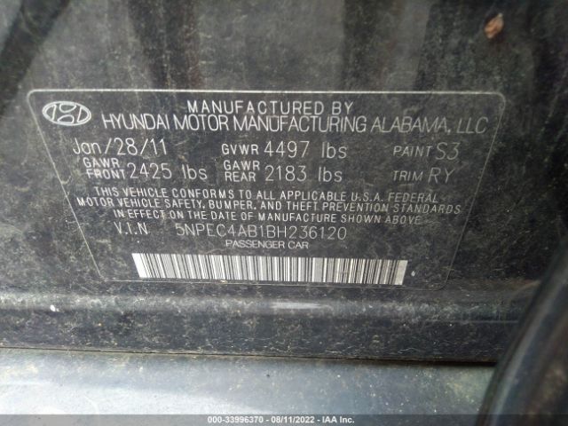 Photo 8 VIN: 5NPEC4AB1BH236120 - HYUNDAI SONATA 