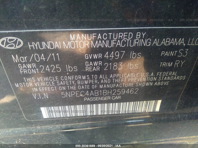 Photo 8 VIN: 5NPEC4AB1BH259462 - HYUNDAI SONATA 