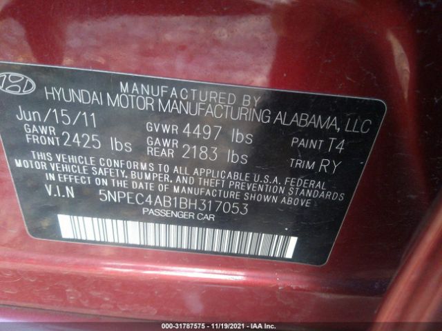 Photo 8 VIN: 5NPEC4AB1BH317053 - HYUNDAI SONATA 